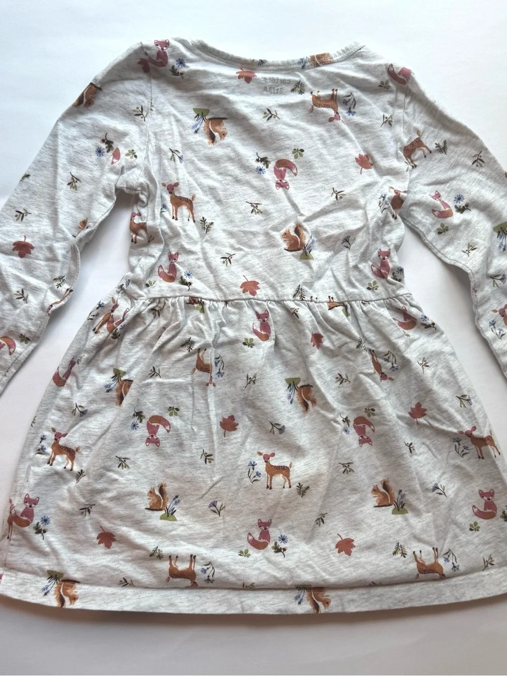 Carter’s Girls Grey Woodland Animal Long Sleeve Dress